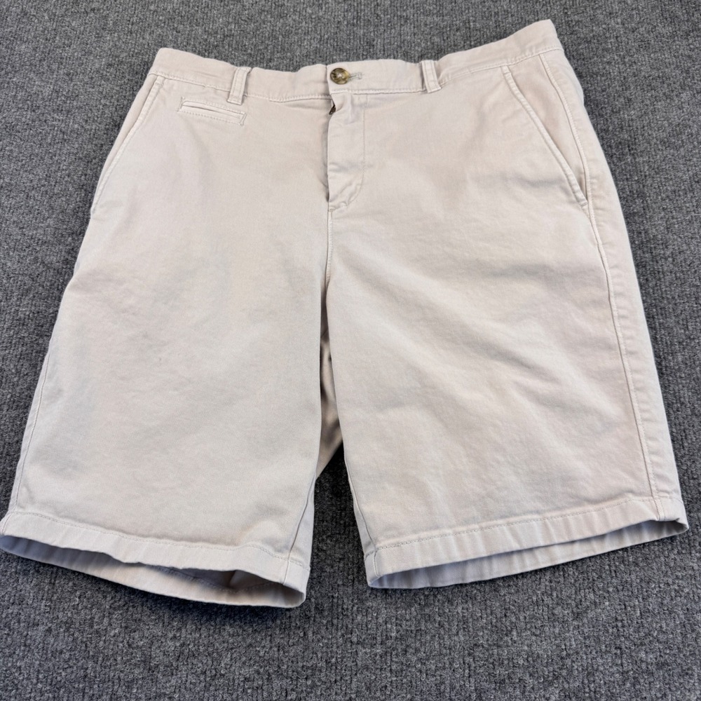 Johnnie-O Chino Shorts Mens 32 Beige Good Stretch Cotton Preppy Flat Front